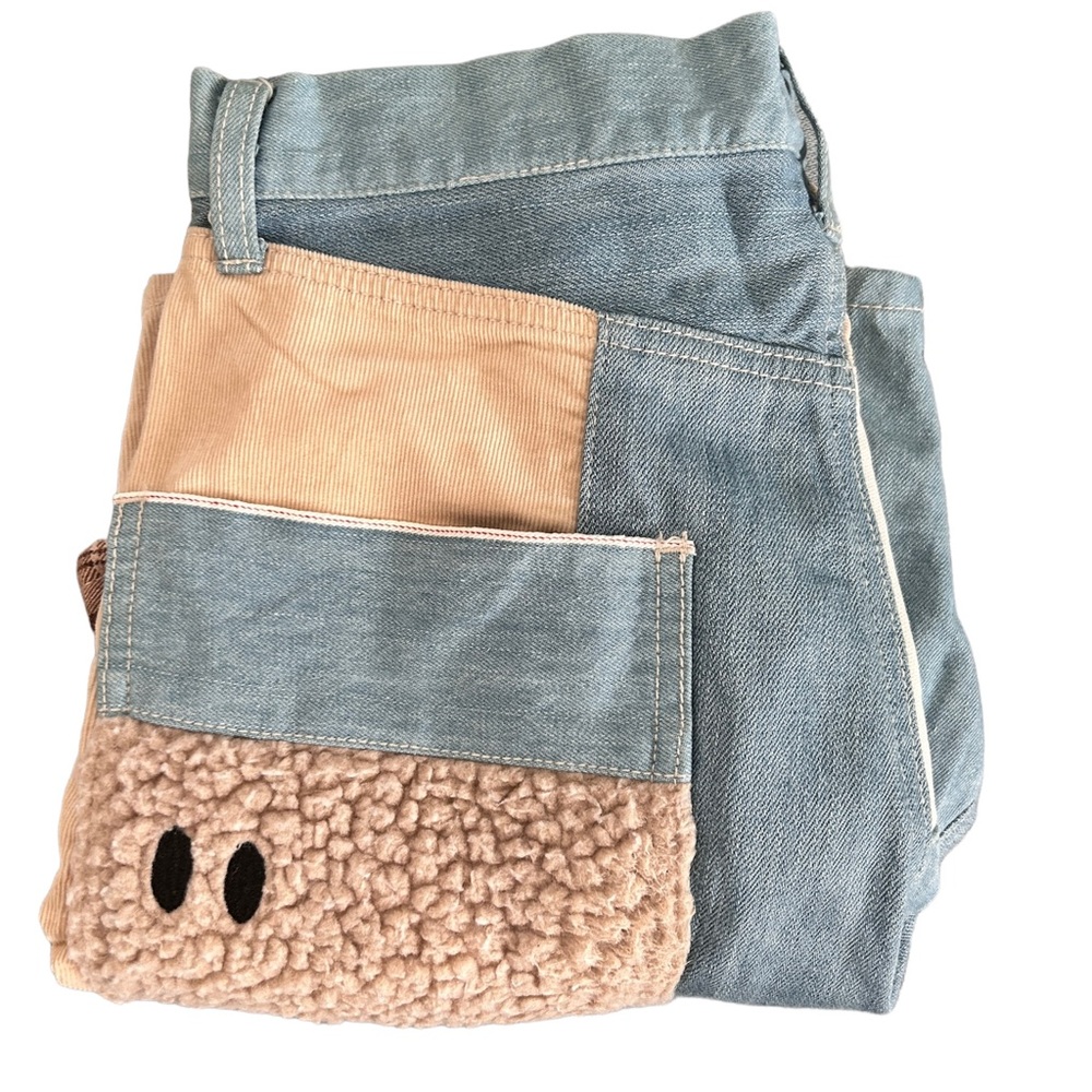 Issey Miyake N-Net Patchwork Denim Shorts Size 2 … - image 3